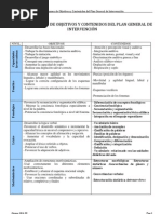 Cuadro Resumen de Objetivos y Contenidos Del Plan General de Intervencion