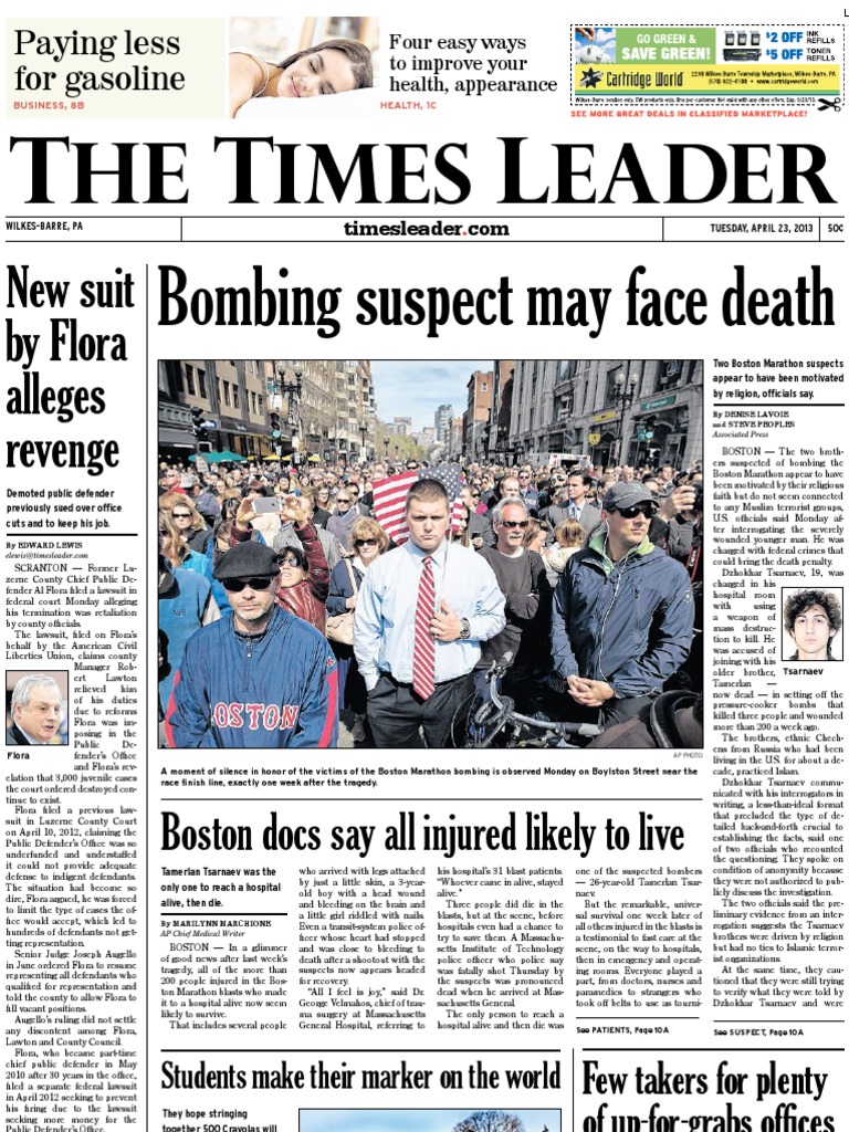 Times Leader 04-23-2013 PDF Dzhokhar Tsarnaev Pope Francis picture