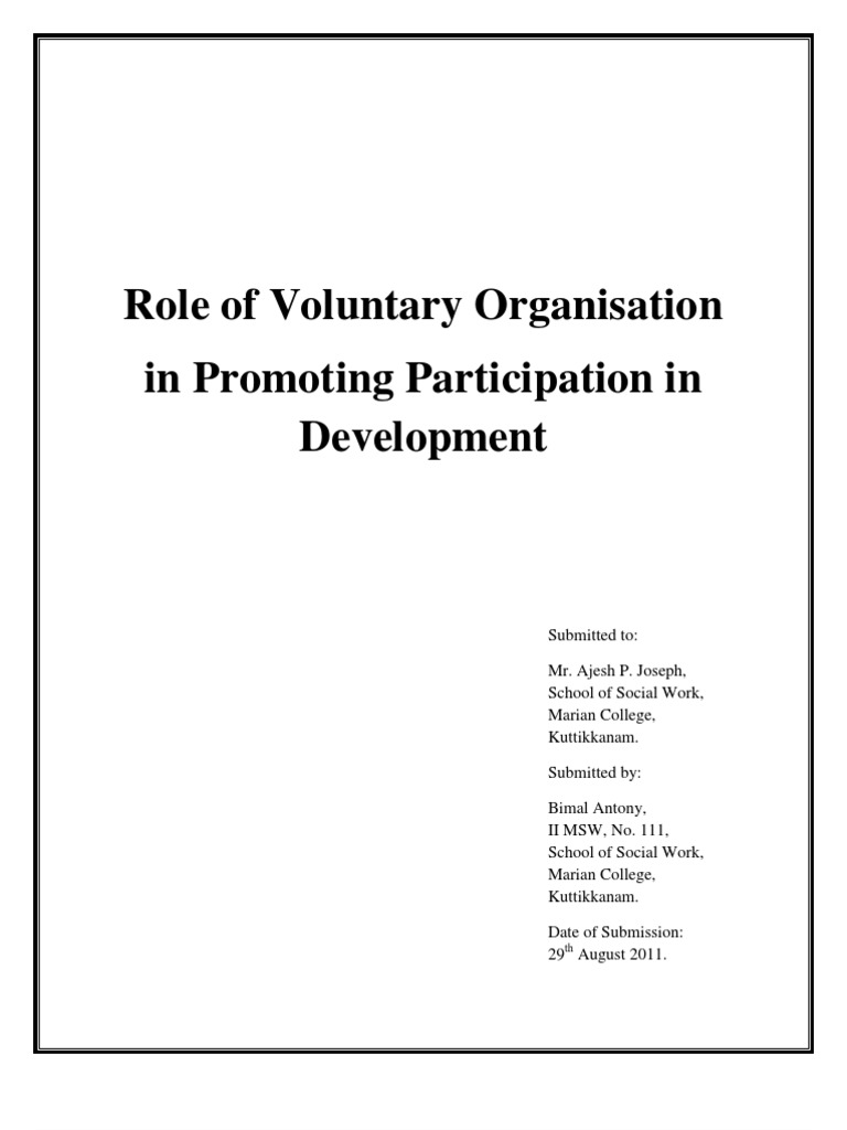 Role of Voluntary Organizations in Development | PDF | Social Capital ...
