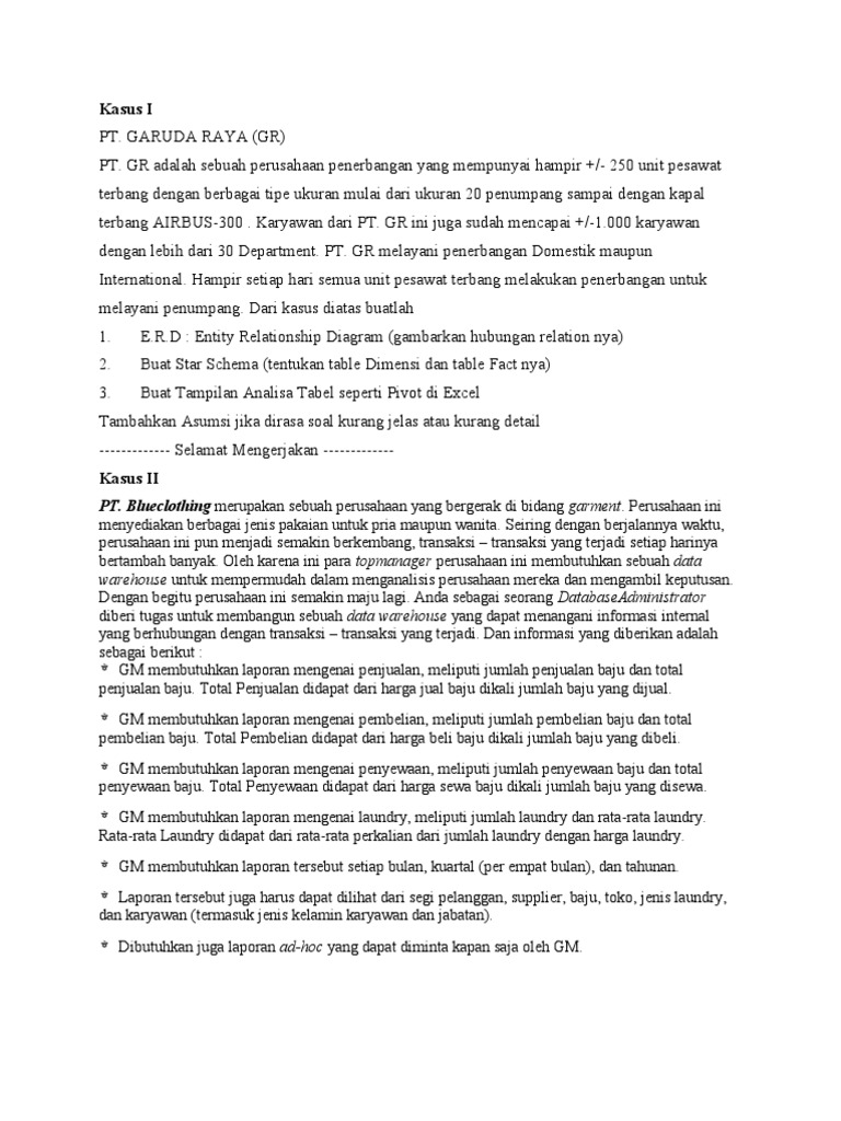 Contoh Soal Kasus Uts Dwh