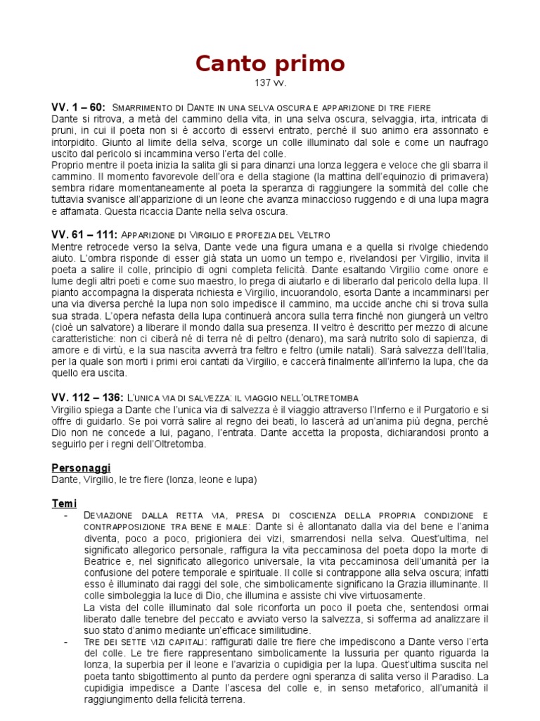 Canto Primo Inferno