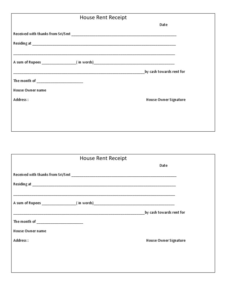 House Rent Receipt PDF Money Business