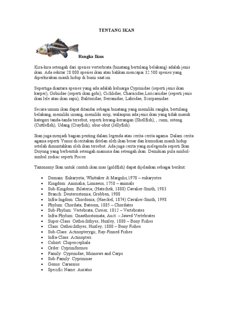 Tentang Ikan | PDF | Vertebrata Akuatik | Ikan