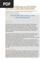 Abstract and Full Paper On Network Security and Cryptography