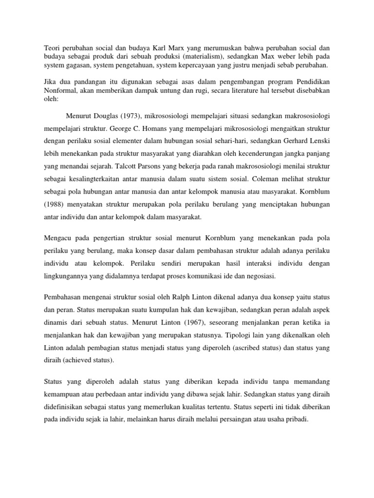 Teori Yang Berhubungan Dengan Kenyataan Sosial Tingkat 