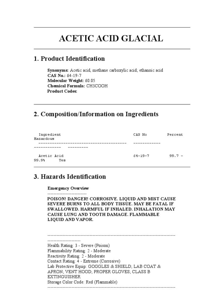CH3COOHMSDS Acetic Acid Breathing
