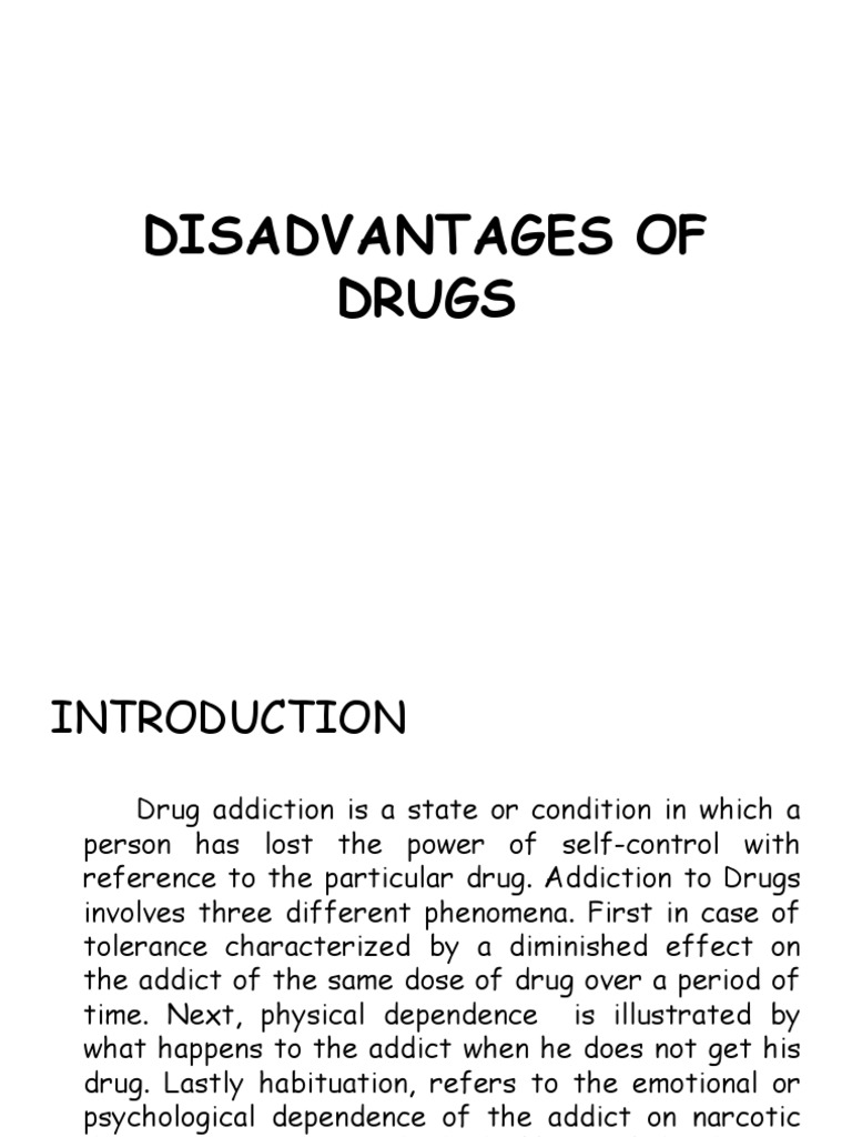 Disadvantages of Drugs PDF