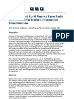 Marketing and Rural Finance Farm Radio As A Medium For Market Information Dissemination