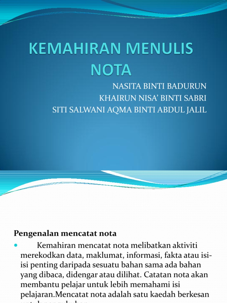 Panduan Mencatat Nota Berkesan | PDF
