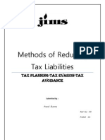 Methods of Reducing Tax Liabilities