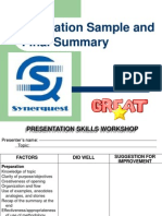 Evaluation Sample and Final Summary