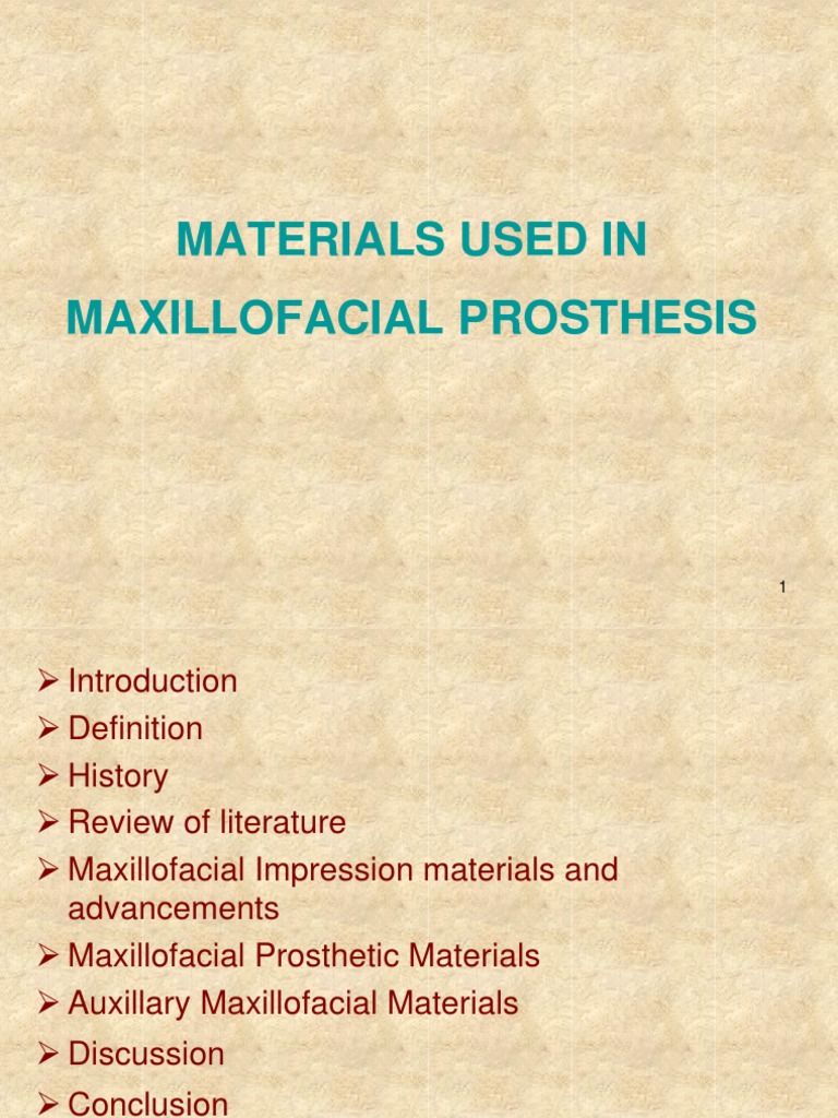 Materials Used in Maxillofacial Prosthesis PDF Prosthodontics