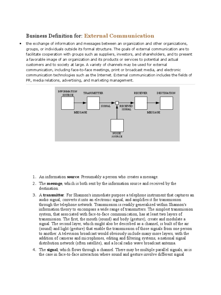 Business Definition For:: External Communication | PDF | Broadcasting ...