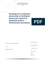 Definirea Unei Strategii de Campanie Electorală A Unui Partid Politic Care Participă La Alegerile Pentru Parlamentul European