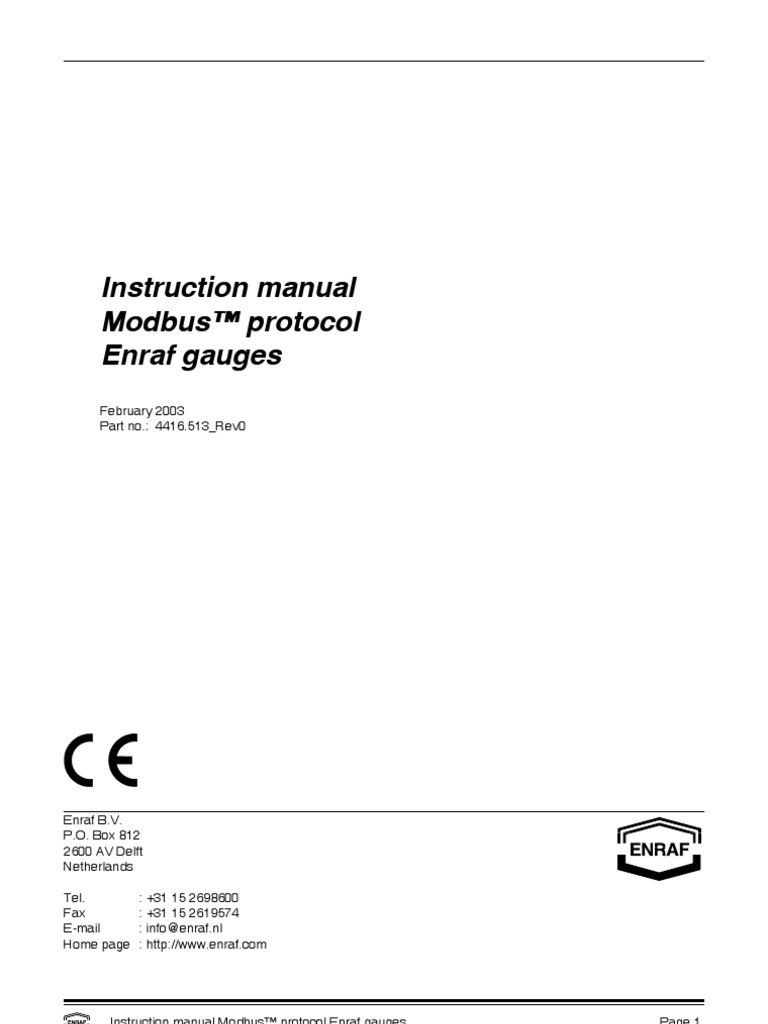 Instruction Manual Modbus Protocol Gauges | PDF | Bit | Byte