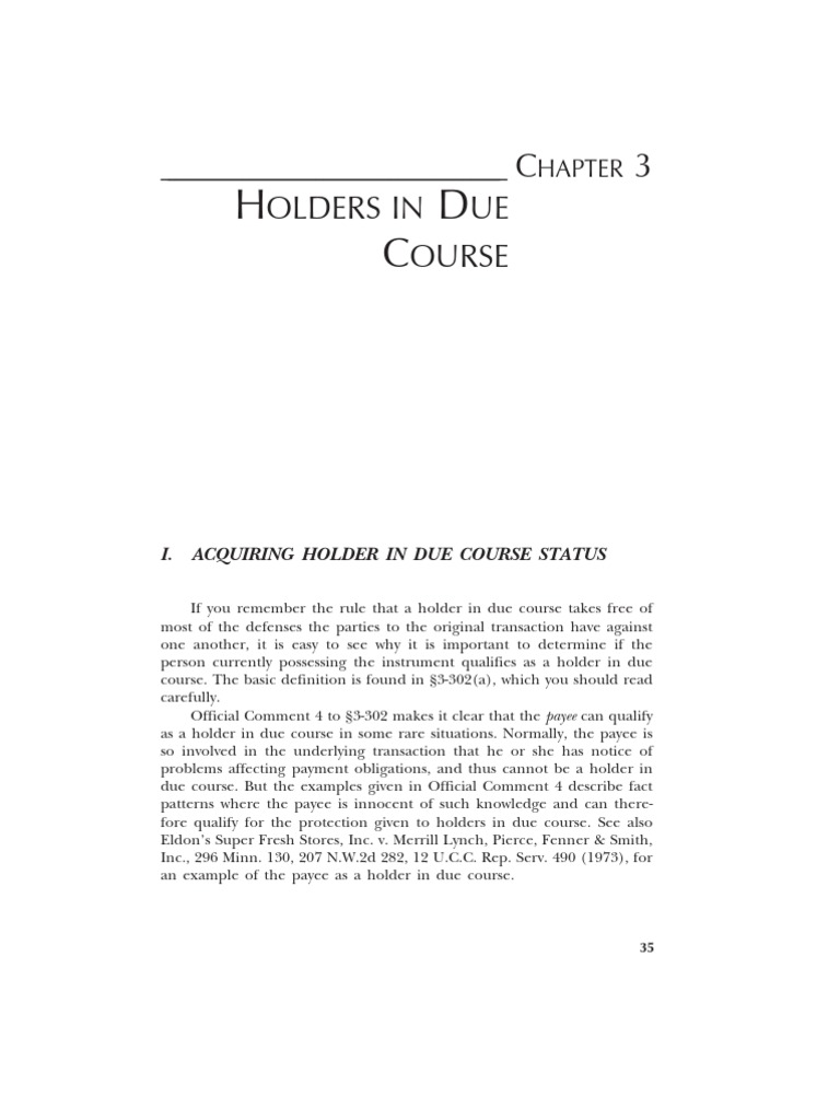 Holder in Due Course PDF Cheque Promissory Note