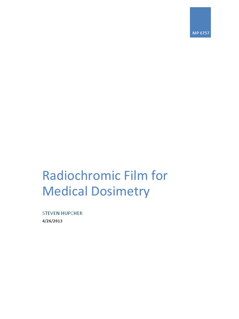 Radiochromic Film For Medical Dosimetry PDF Dosimetry Image Scanner