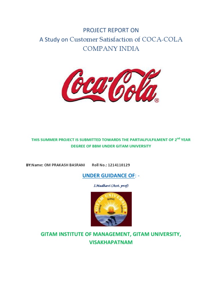 Customer Satisfaction CocaCola Customer Relationship Management