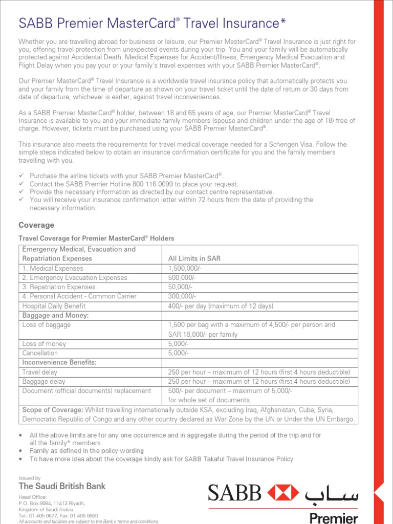 Premier Mcard Travel Insurance En Pdf Deductible Insurance