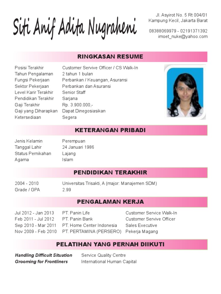 Download Cv Template Bahasa Indonesia Images - Certificate 