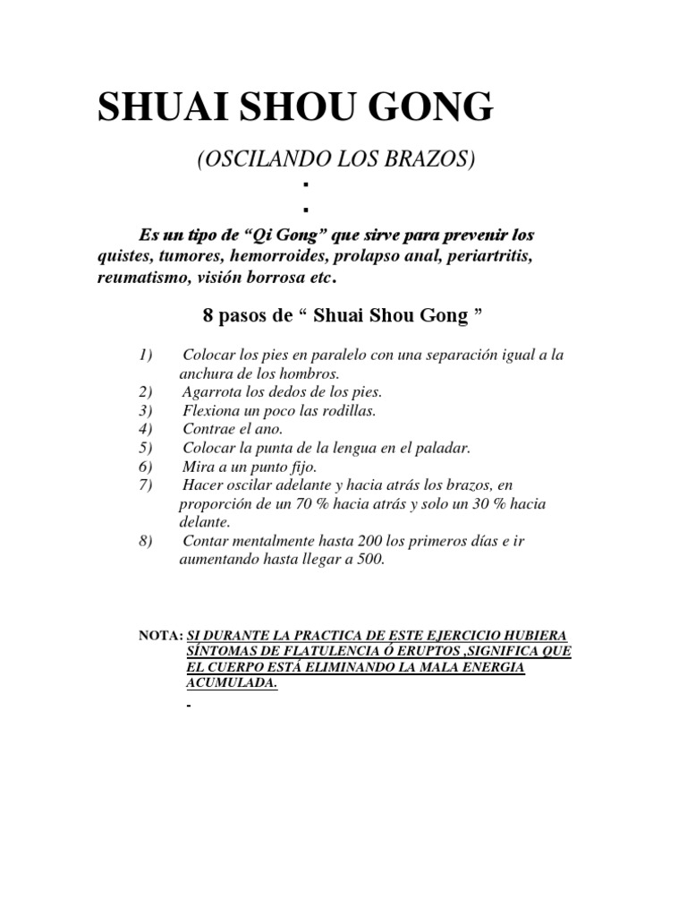 Shuai Shou Gong: Ejercicio de Qi Gong | PDF | Salud y bienestar ...