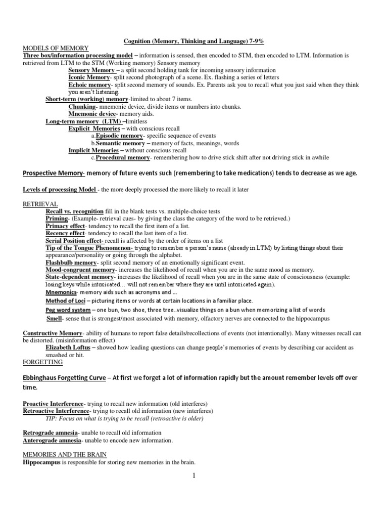 Memory and Language Models | PDF | Recall (Memory) | Memory