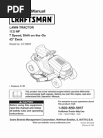 Download L1000-Series Craftsman 175HP Lawn Tractor Owners Manual by deandeese SN137645292 doc pdf