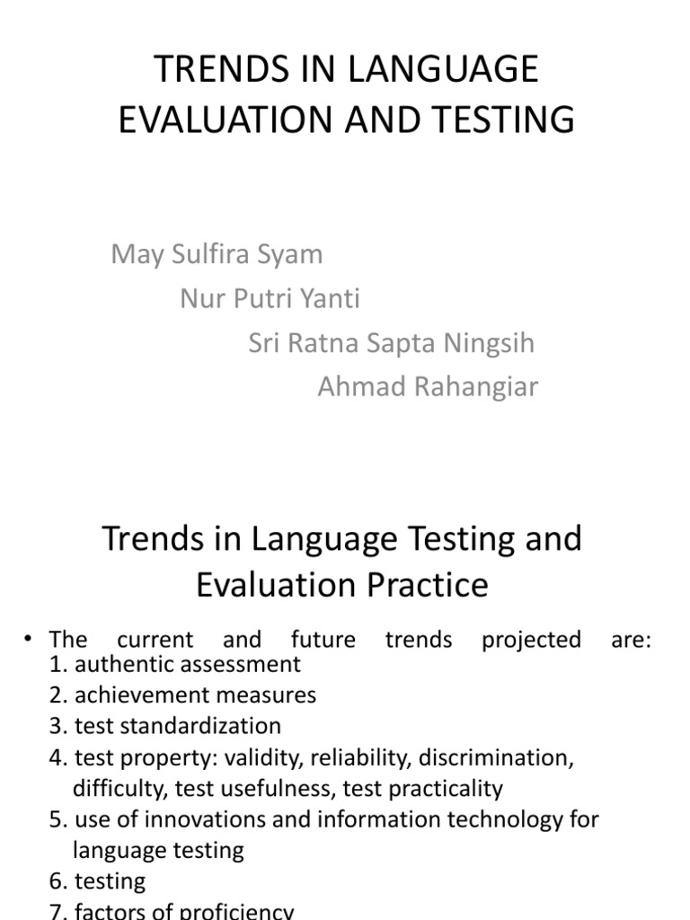 Trends in Language Testing and Evaluation | PDF | Educational ...