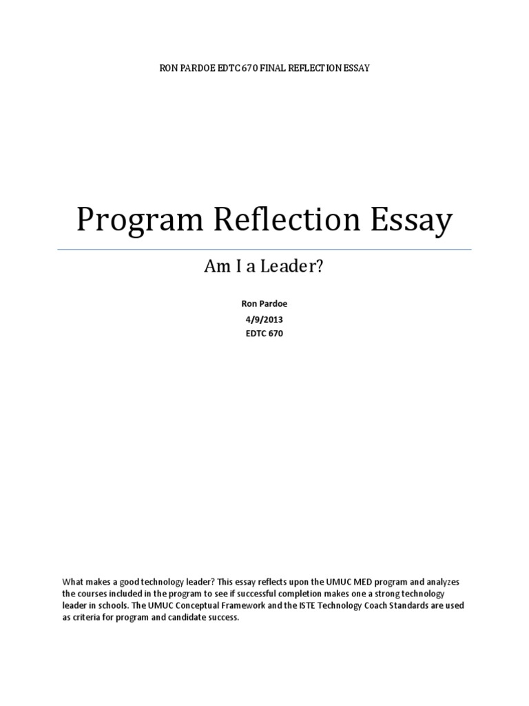 program reflection essay Educational Assessment Teachers