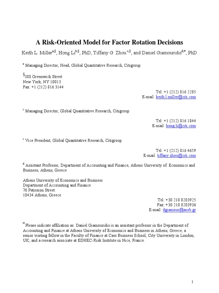 A Risk-Oriented Model for Dynamic Factor Rotation Decisions | PDF ...