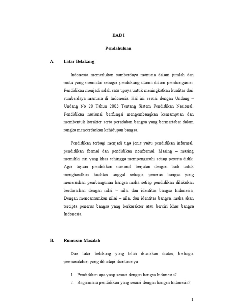 Pendidikan Karakter Membentuk Jati Diri Bangsa