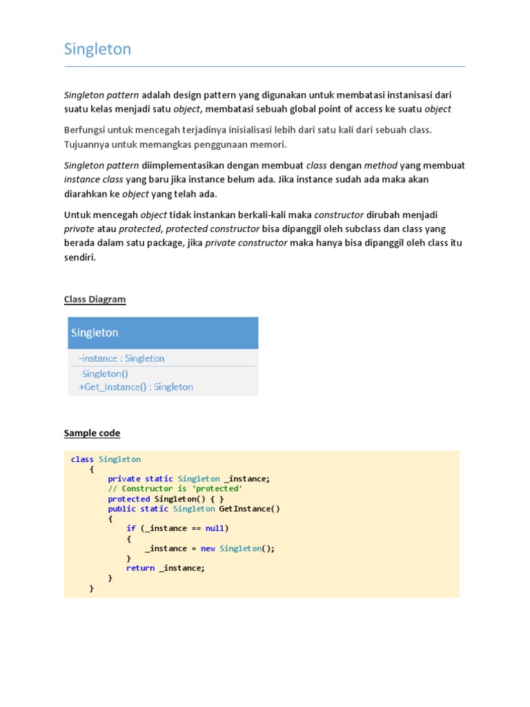 Penerapan Pola Singleton untuk Koneksi Database | PDF | Metode & Bahan ...