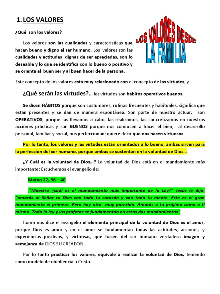 Valores en la Familia Cristiana | PDF | Cristo (título) | Amor
