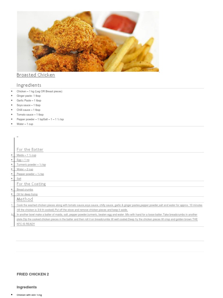 Broasted Chicken Recipe Guide | PDF | Chili Pepper - Scribd