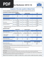 Tax Reckoner 2013-14: Snapshot of Tax Rates Specific To Mutual Funds