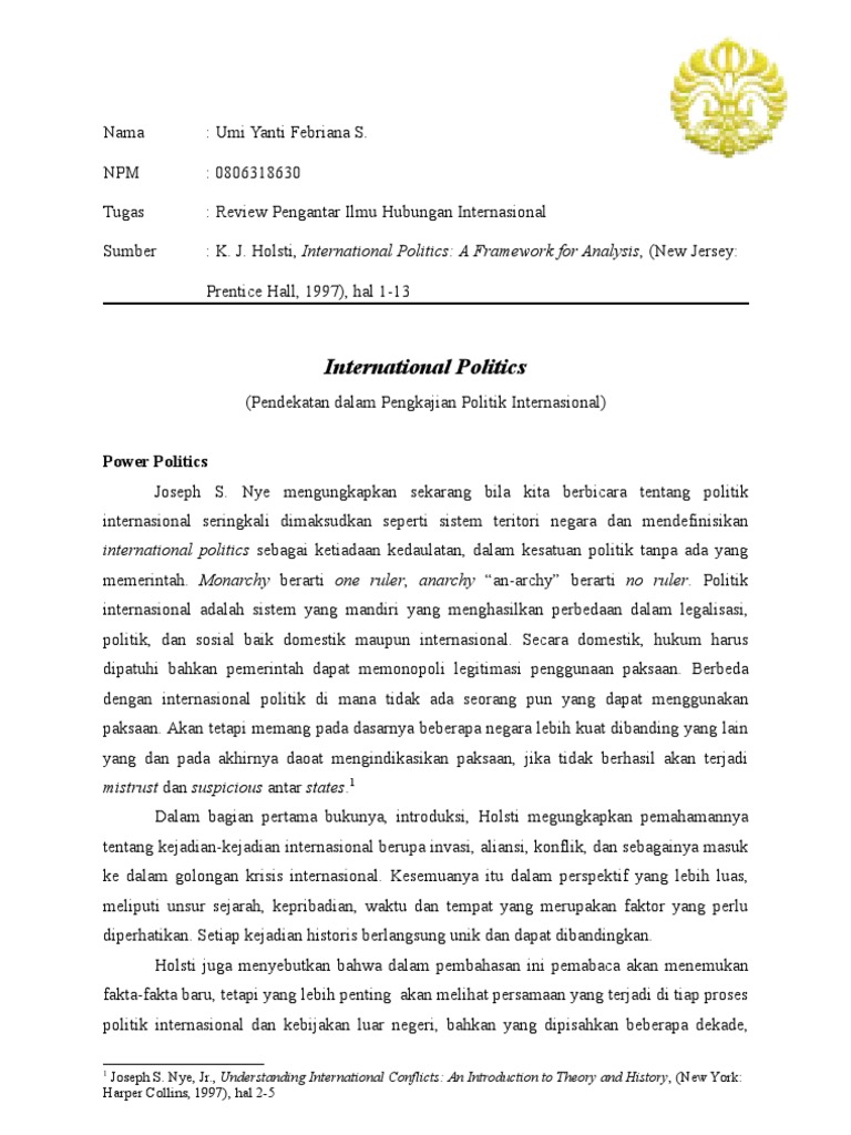 Review Pengantar Hubungan Internasional (International  
