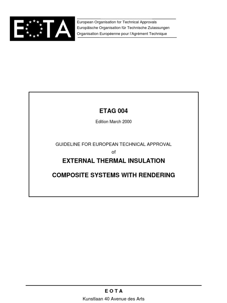 ETAG 004 Guidelines for ETICS | PDF | Mortar (Masonry) | Thermal Insulation