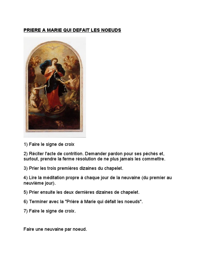 Neuvaine à Marie Qui Défait Les Noeuds Pdf Marie Qui Defait Les Noeuds | PDF