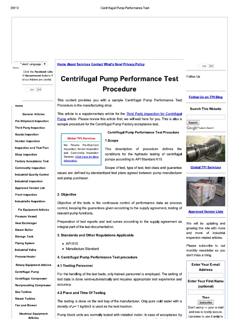 End User’S Checklist For Centrifugal Pump Performance Testing – ZOBZQD