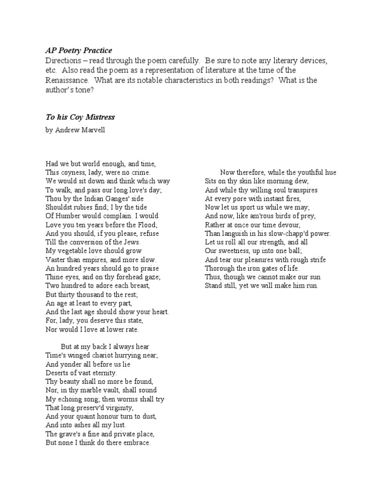 Renaissance Poetry Analysis | PDF