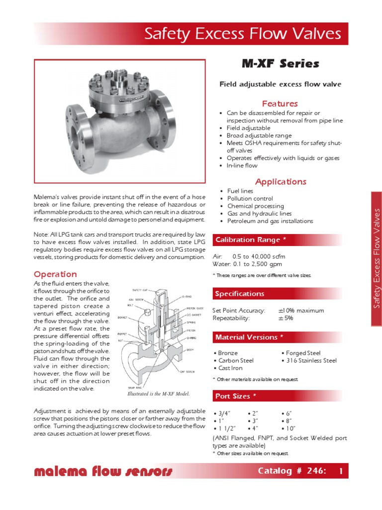 Safety Excess Flow Valves