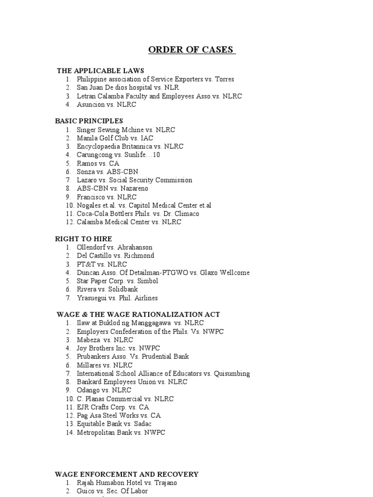 Order of Cases | PDF | Law