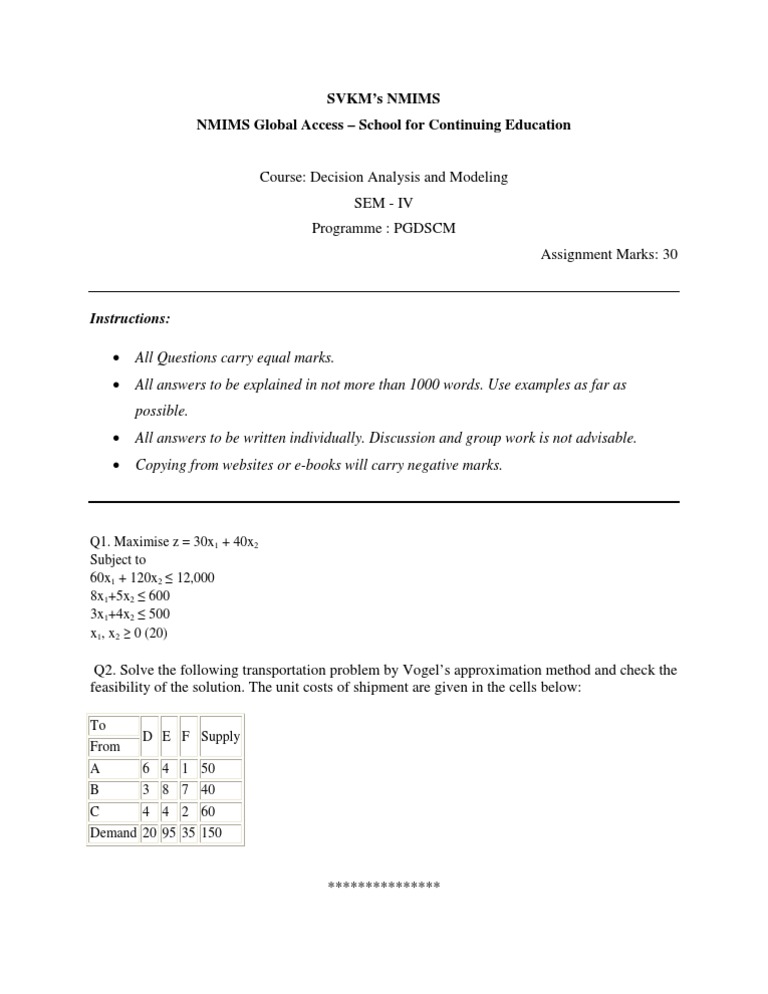 Decision Analysis and Modeling Assignment | PDF