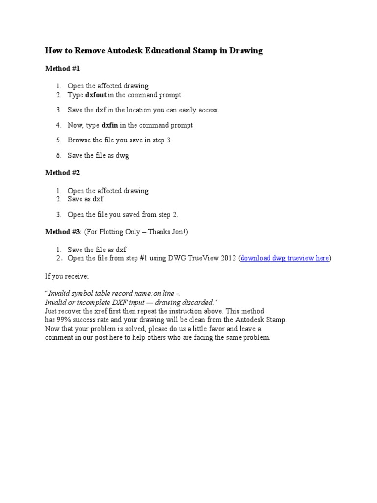How To Remove Autodesk Educational Stamp In Drawing