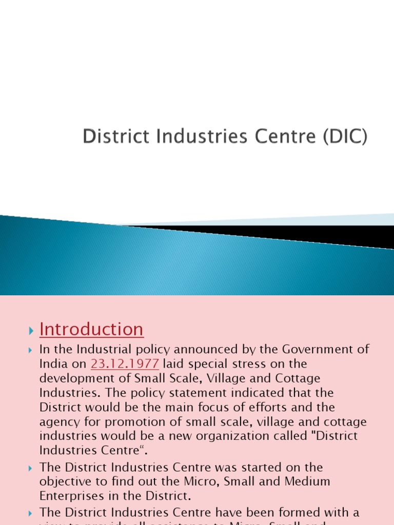 District Industries Center PDF Entrepreneurship Economies
