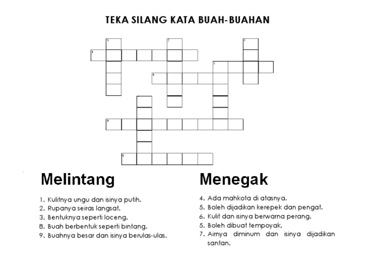 Teka Silang Kata BuahBuahan  Share to twitter share to facebook share