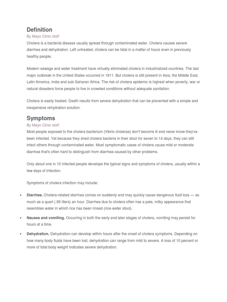 By Mayo Clinic Staff Diarrhea PDF Cholera Diarrhea