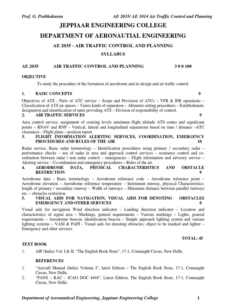 Air Traffic Control and Planning Syllabus | PDF