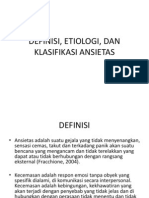 Definisi, Etiologi, Dan Klasifikasi Ansietas