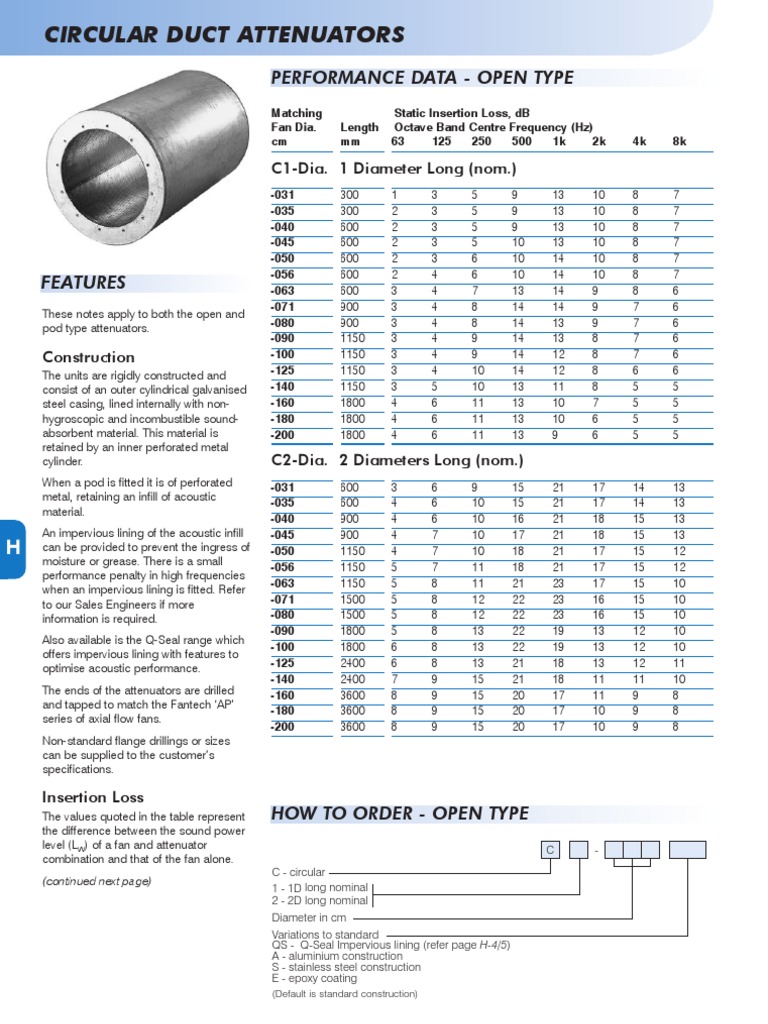 Silencers Circular Duct (Flow) Mechanical Fan